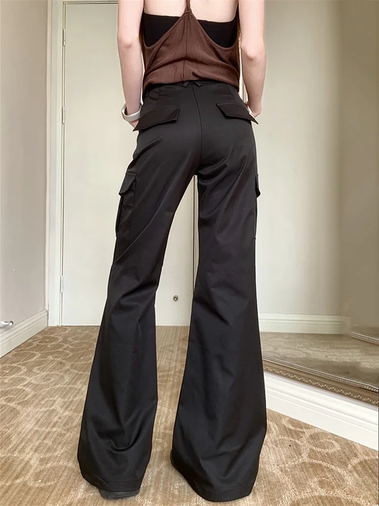 Pantalon décontracté kaki rétro américain pour femmes, nouveau style d'été, pantalon de sol taille haute, pantalon de travail à la mode