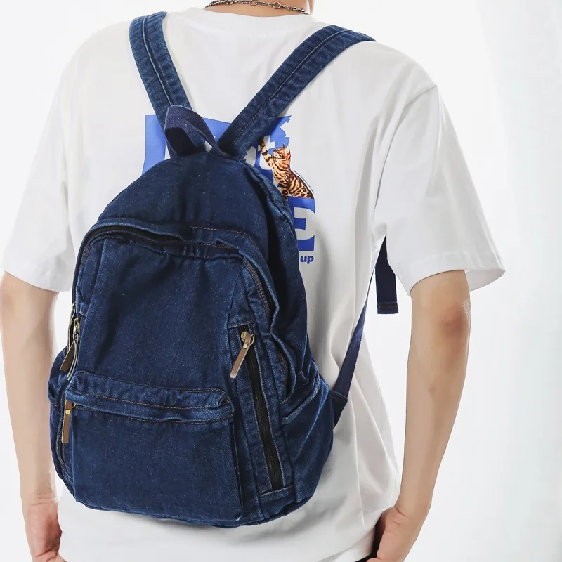 Denim Bag Women\'s Backpack Cowboy Fabric Bag Backpack Korean Version Of The Shoulder Bag College Bag Backpack Rucksack Backpack