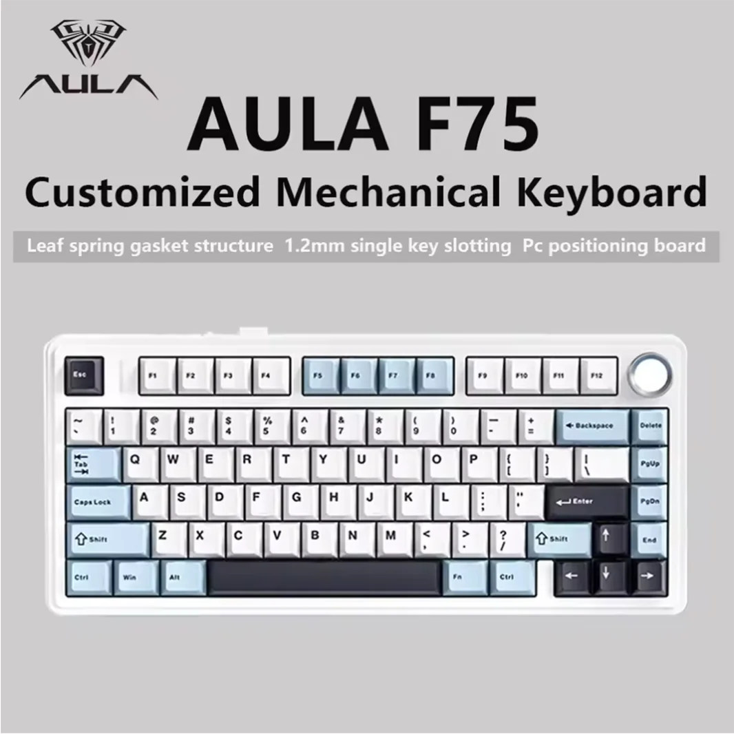 

Aula F75 Customized Mechanical Keyboard Gasket Structure Full Key Hot Swap Wireless Three-Mode Game Office Keyboard Gift