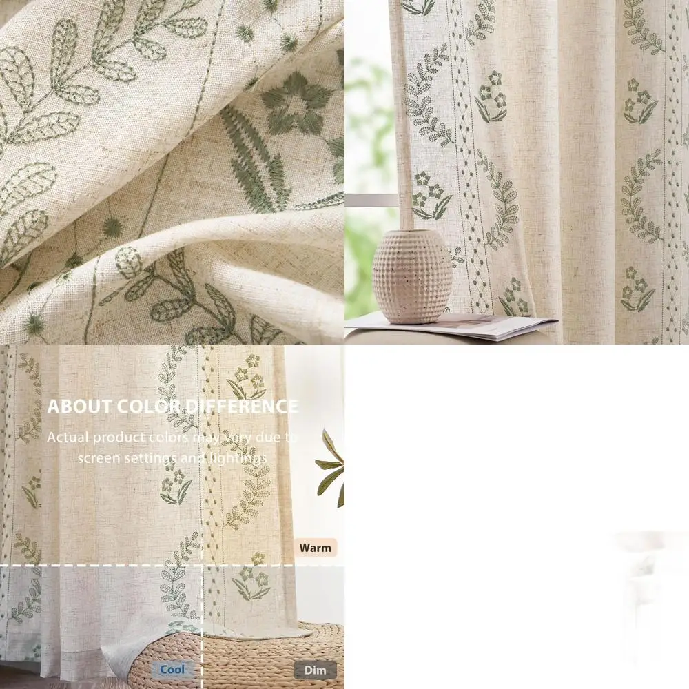 

Цветочные вышитые шторы цвета шалфейной зелени (63 цвета), в стиле фермерского дома, комплект из 4 панелей для спальни или гостиной