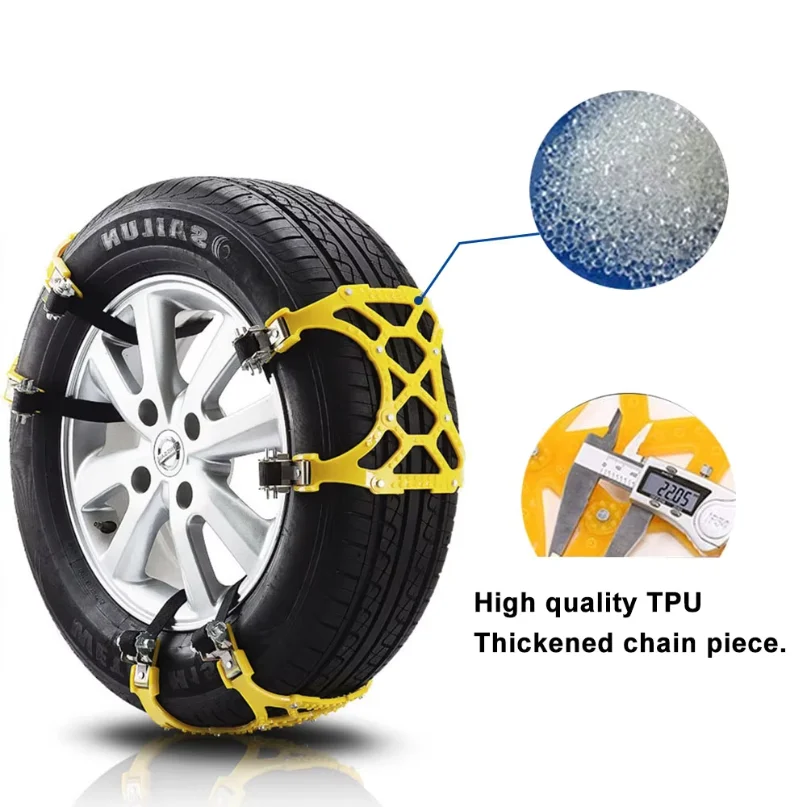 3pcs Car Snow Tire Chains Mud Tyre Wheels Thick Anti-Skid Belt For Car/SUV/Truck Portable Easy to Mount Emergency Traction Car