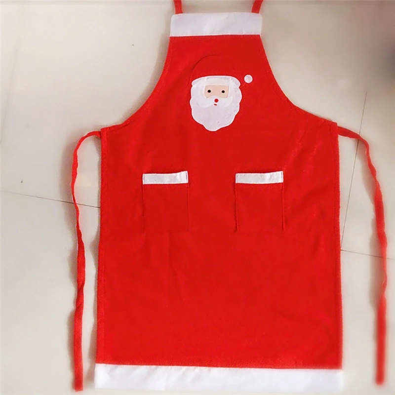 Christmas Apron with 2 Pockets Men Women Cooking Aprons Kitchen Apron Santa Apron for Restaurant Coffee Shop