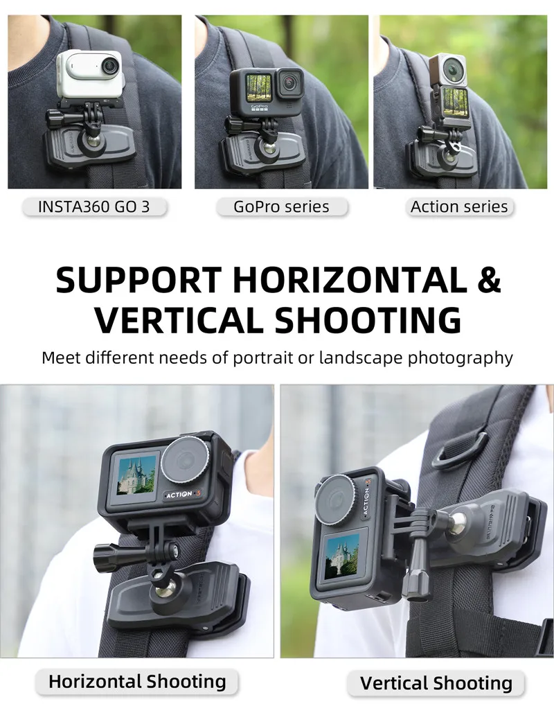 Backpack Clip for Go Pro Hero 13 12 11 10 9 8 Holder Bracket for DJI OSMO Action 5 Pro Magnetic Mount Action Camera Accessories