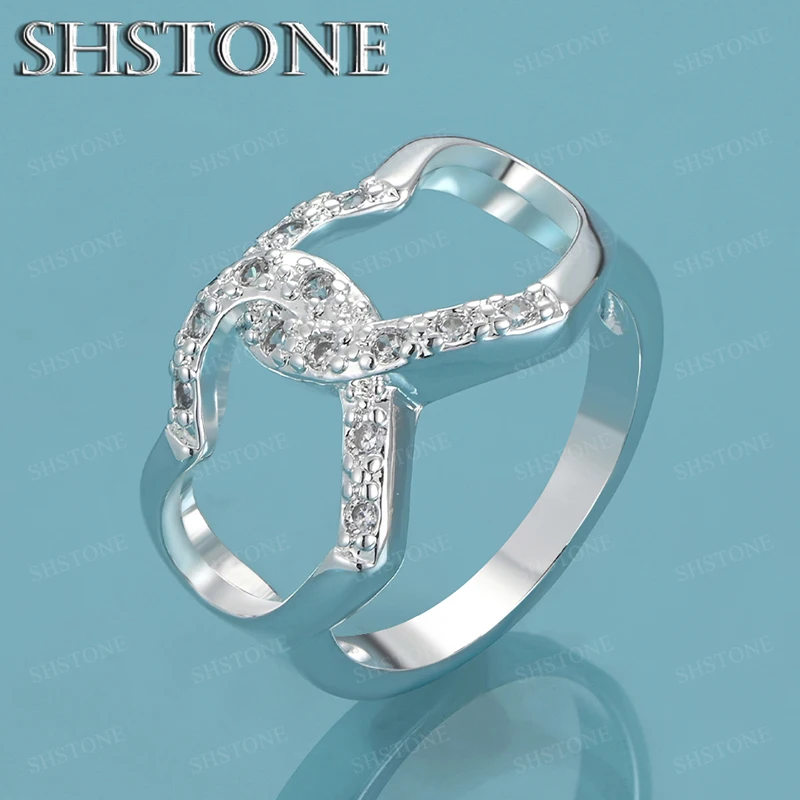 

Sweet Charm 925 Sterling Silver Double Heart Wedding Ring For Women's Party Engagement Accessories New Design Jewelry Gift