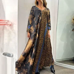 2023 Casual Autumn Winter Women Dress Sexy Leopard Print V-neck Backless Long Sleeve Party Office Lady Elegant Robe Dresses