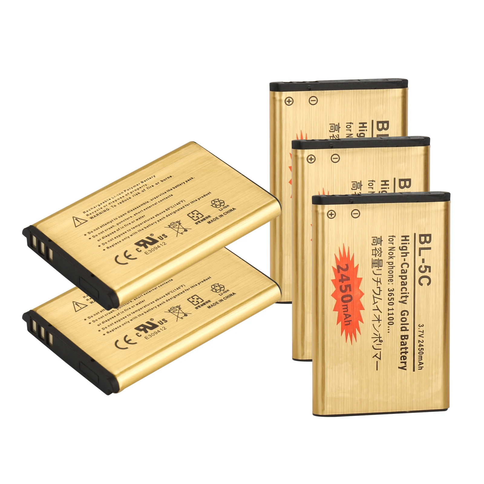 2450mAh High Capacity Gold BL-5C Battery For Nokia 2610 1100 1110 1112 1116 6230 6630 N70 N71 N72 N91 E60 Battery 5C BL5C