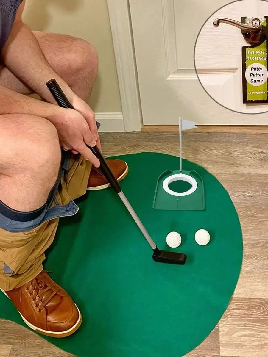 GREARTH Entraîneur de mise de Golf en salle avec trou, Putter de drapeau, aide à la pratique verte, aide à l'entraînement en plein air dans la maison, trou réglable 3