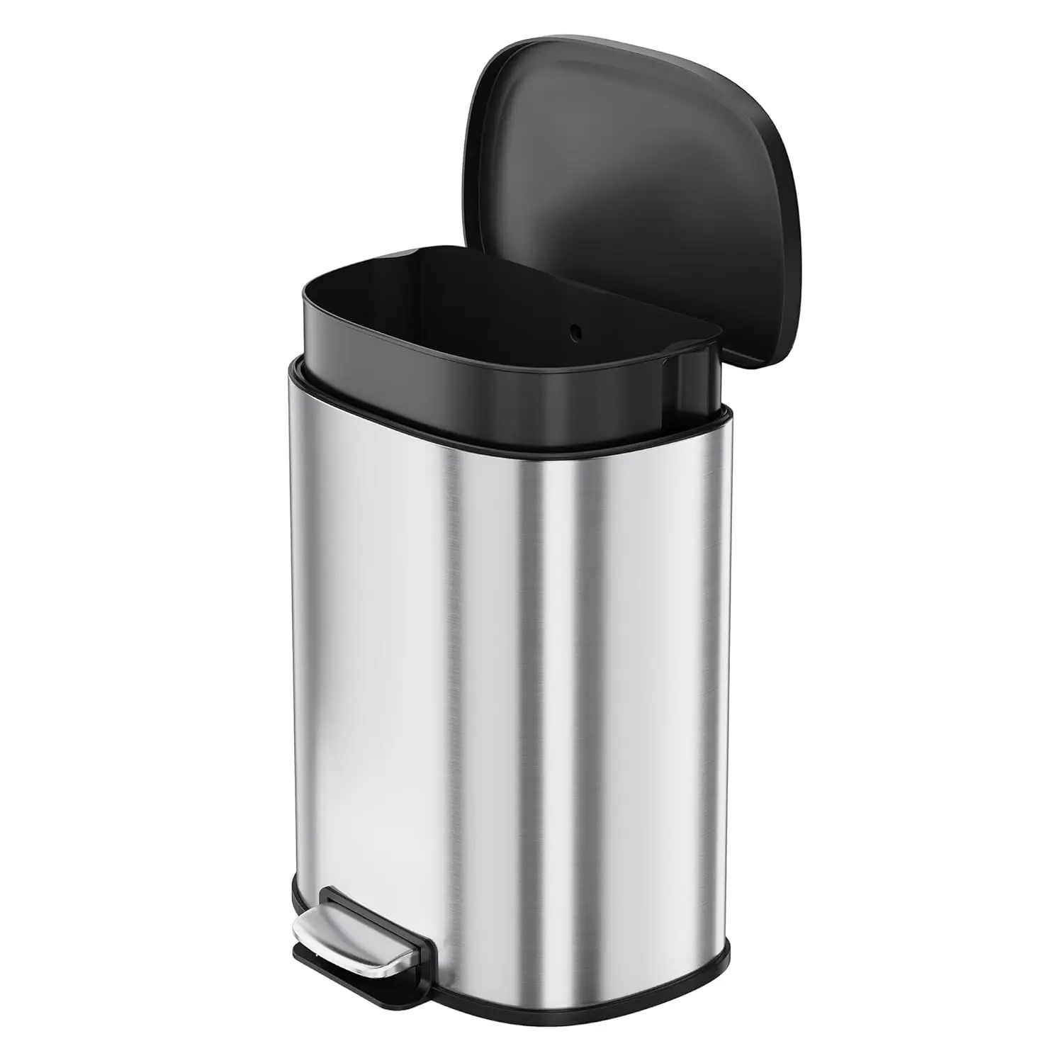 

Kitchen Bin 13 Gallon (50 L), Pedal Rubbish Bin, Soft Close, Step-On Pedal, Garbage Can with Lid Steel, Stainless Steel Trash Bi