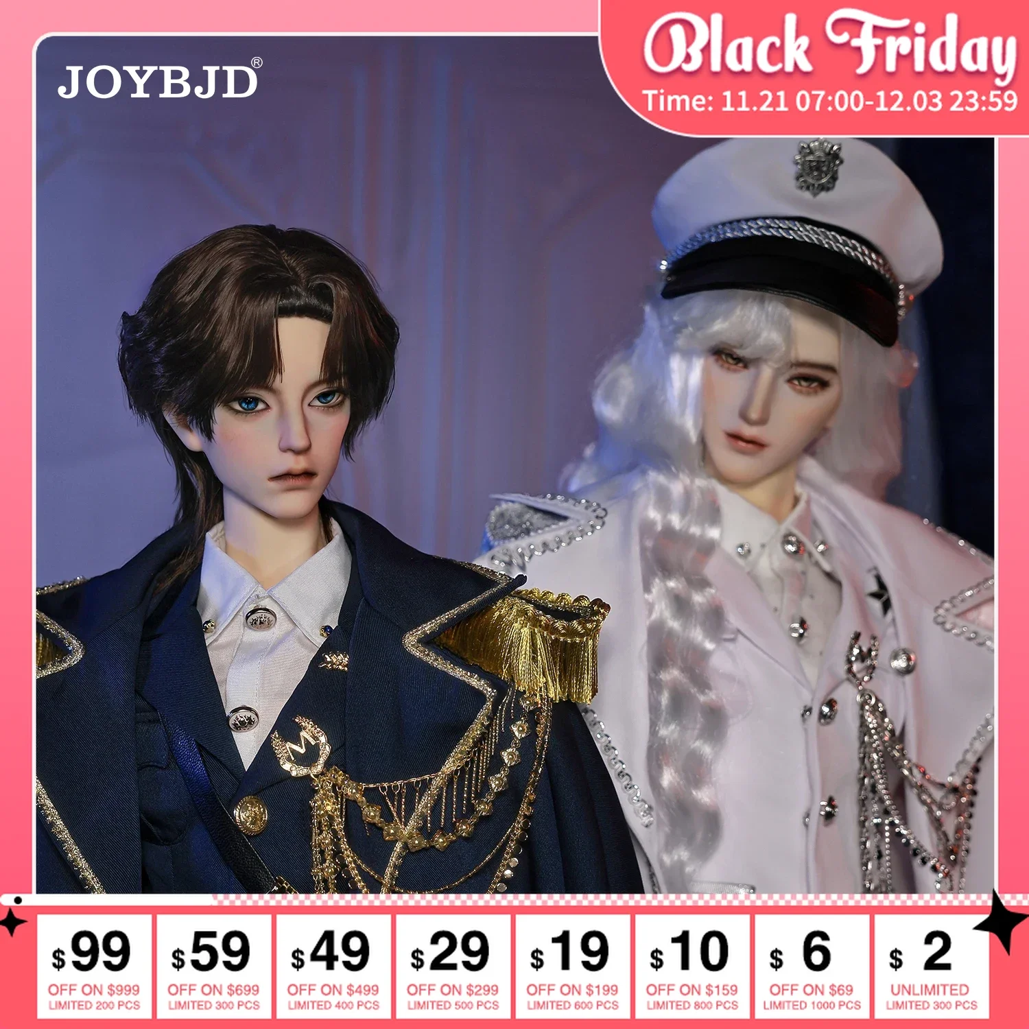 Joybjd Ravid Valen 1/3 BJD Doll with Joshua Body Armed Warlordism Military Officer Uniform Guard Leading Cadre Resin Dolls