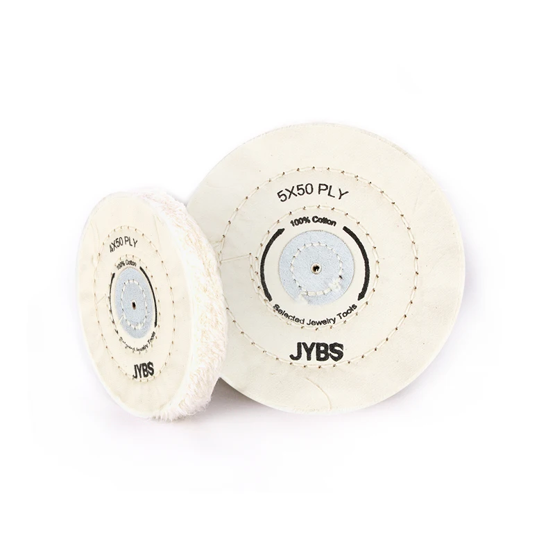 JYBS Stitched 50 Ply White Cotton Muslin Buff Jewelry Polishing Wheel 2.5 3 4 5 6 7 8 Inch Size Available