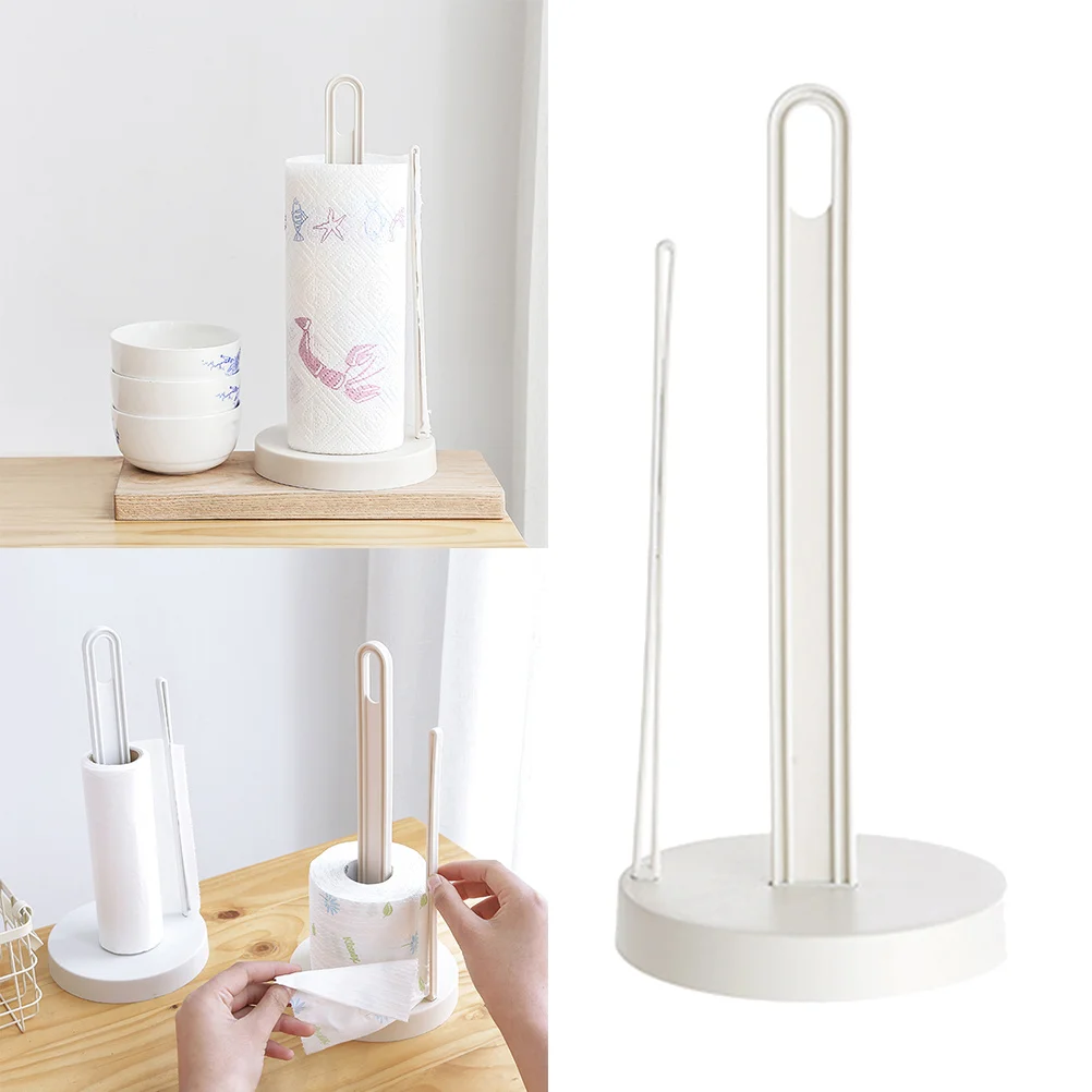 

Paper Towel Holder Plastic Upright Tissue Stand Rust Proof Non Toxic Kitchen Counter Decor For Roll Papers Bags Grey White