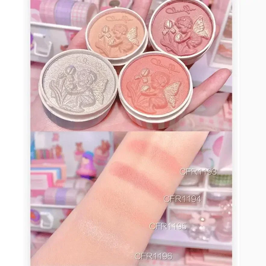 Colorrose blush maquiagem anjo alívio blush paleta fosco pó mineral contorno & destaque rosto para um acabamento brilhante ou fosco