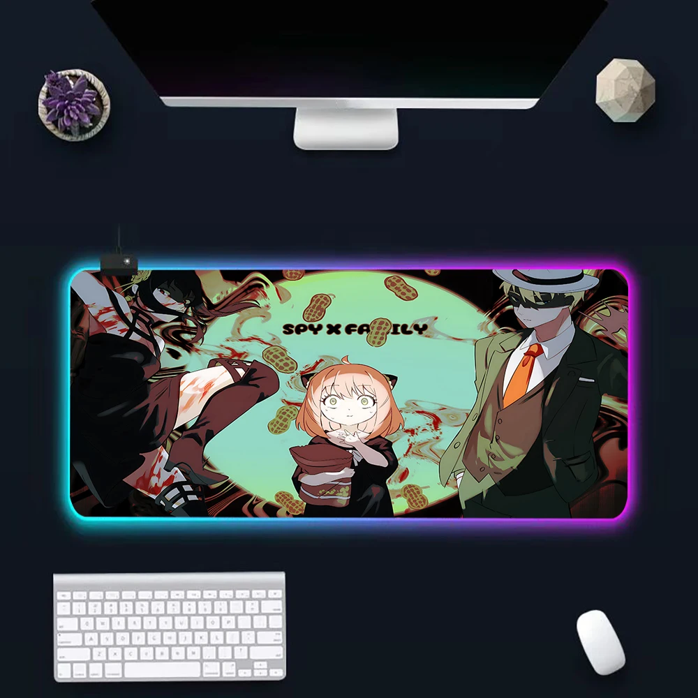 

Spy X Family RGB Pc Gamer Keyboard Mouse Pad Mousepad LED Glowing Mouse Mats Rubber Gaming Computer Mausepad