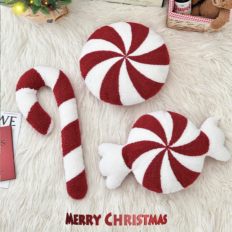 INS Christmas pillow creative strange shape sofa cushion cushion snowflake candy embroidered pillowcase