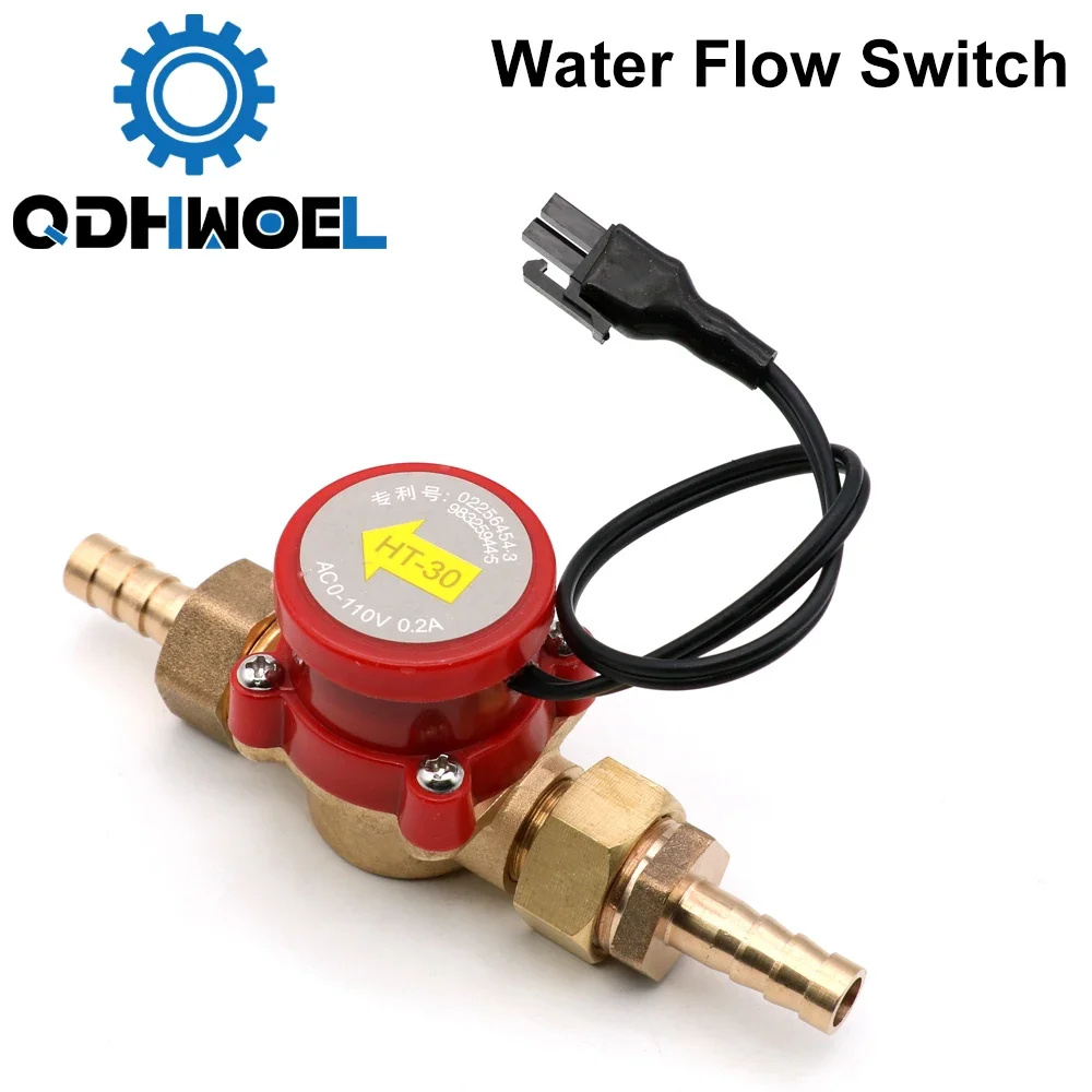 

QDHWOEL Water Flow Switch Sensor 8/10/12mm HT-30 Protect for CO2 Laser Engraving Cutting Machine