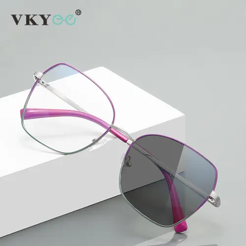 Imagen 1 del producto VKYEE, gafas de lectura fotocromáticas para mujer, gafas ópticas multicolores con gradiente, gafas graduadas personalizables rosas 3084