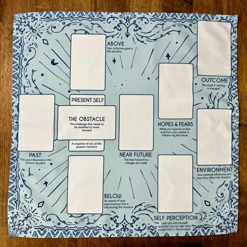 VIKAMA Tarot Spread Cloth With Printed Layout Tarot Altar Cloth For Divination Witchcraft Wiccan Ritual Tablecloth