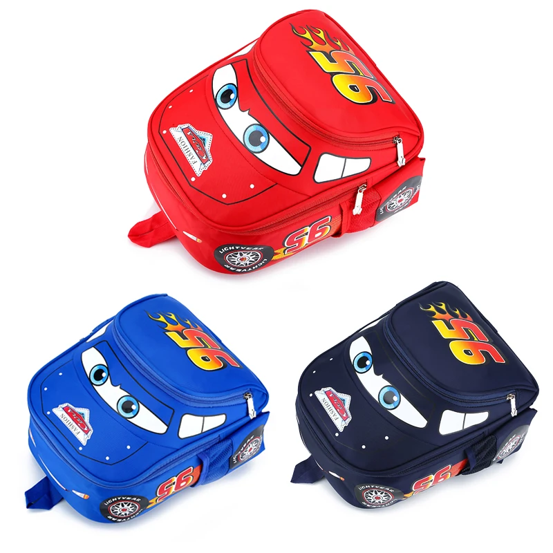 Spritzwassergeschützter, leichter Rucksack mit Lightning McQueen-Autoformmuster für Kinder und Jungen.
