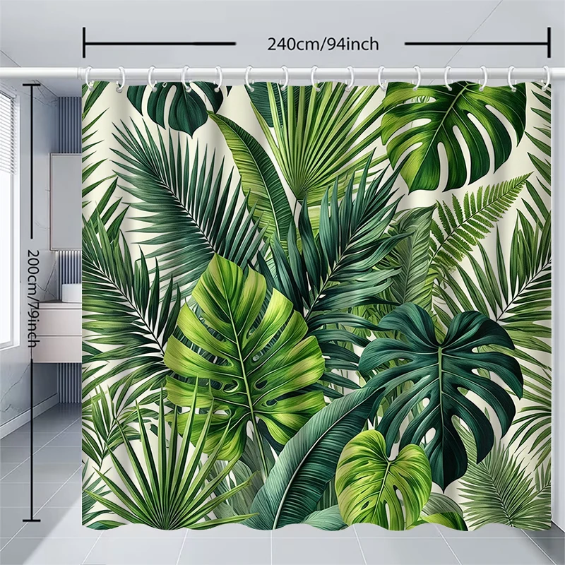 1pc Golden Leaf Shower Curtain with Metal Grommets, Polyester Bath Curtain Widow Curtain Bathroom Decor & Accessorie