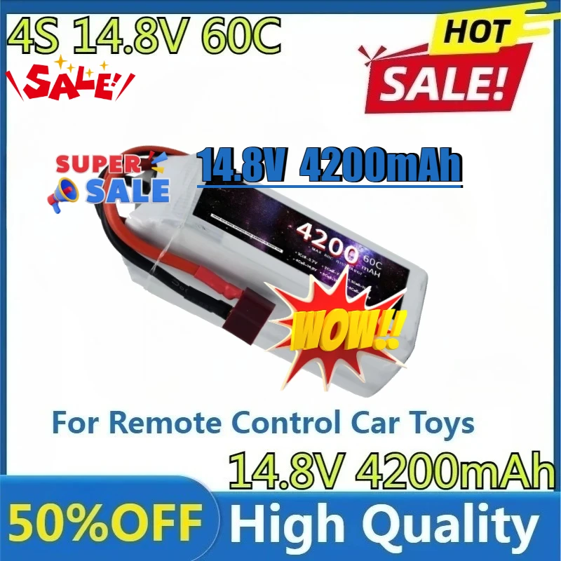 

For Remote Control Car Toys FPV Drones with Deans T XT30 JST XT60 Connector 4S Battery 14.8V 4200mAh 60C Lipo Battery Max 80C