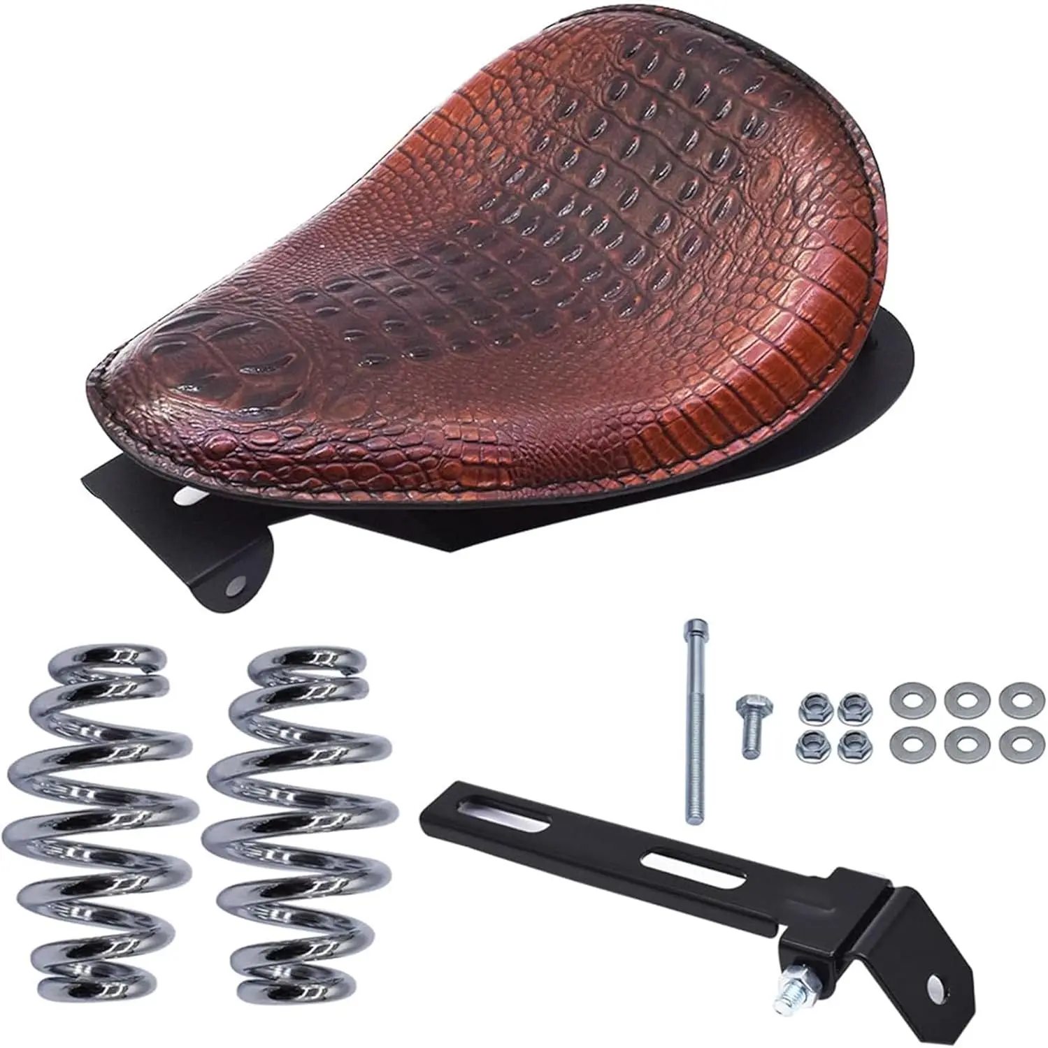 Motorcycle PU leather Solo Seat w/Seat Base Brown Replacement for Honda ACE VT 1100 750 Suzuki Sportster Bobber Chopper