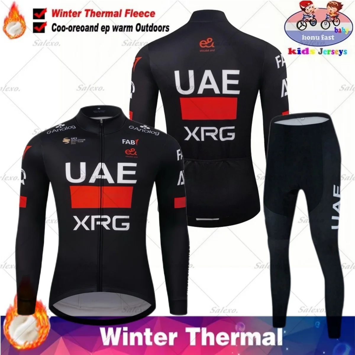 

2025 Uae Kids Winter Fleece Cycling Jersey Set Children Mountian Bicycle Clothes Wear Boys Road Bike Clothing Girls Cycling Suit