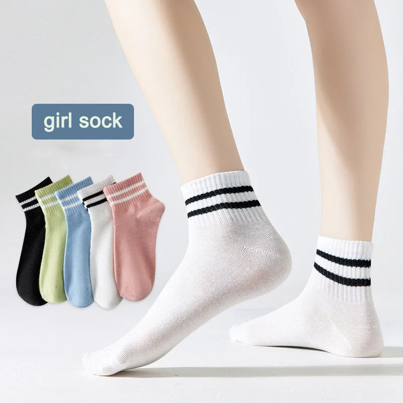 

6 pairs Socks women's girl Student socks Sport Casual Solid color Thin Cotton soft fabric Kawaii Cute Fashion short white sock