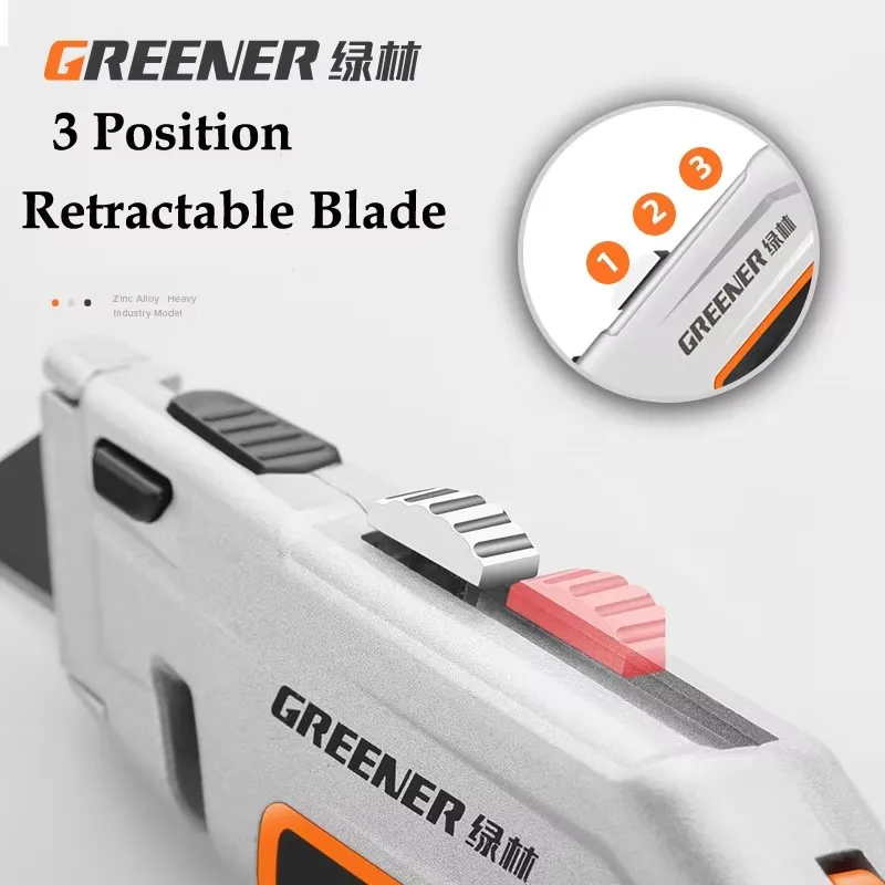 GREENER Heavy Duty Utility Knife Pro One Key Change Anti-slip Buckle Multi-functional SK5 Hardened Cutter Blade Durable Upgrade