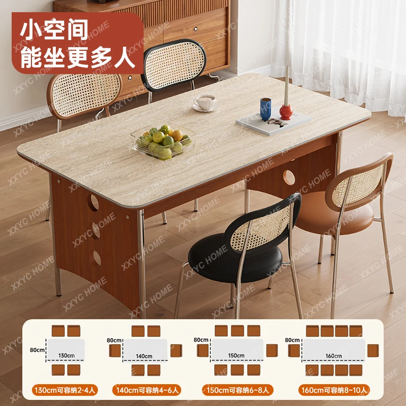 

Винтажный обеденный стол из травертина, прямоугольный, для небольшой квартиры, для дома, гостиной, столовой.