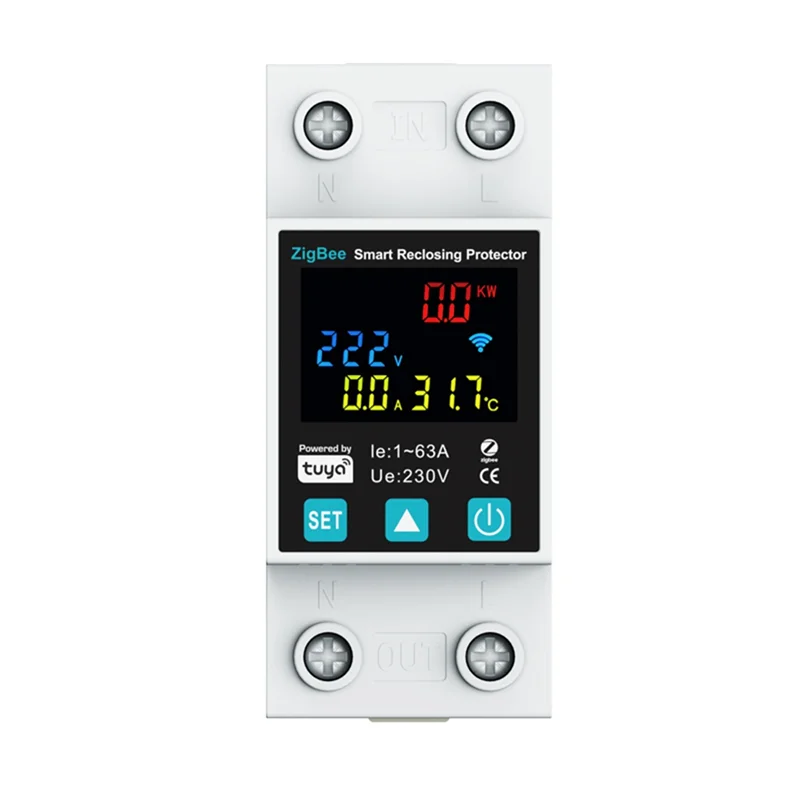 

B27B Zigbee TUYA Smart Life 2P/63A Автоматический выключатель Утечка на землю Защита от пониженного напряжения Реле Счетчик энергии