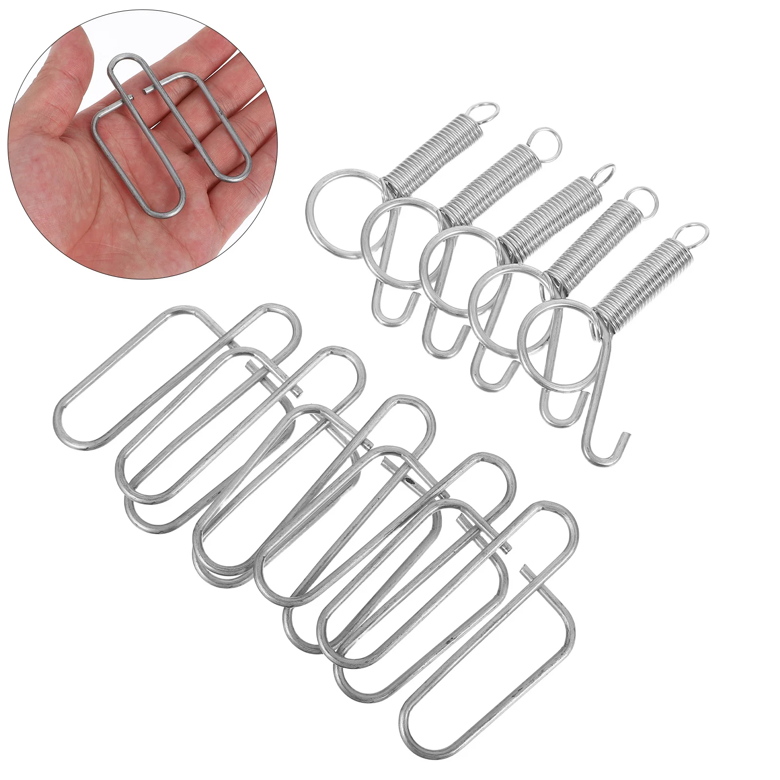 

5Sets Metal Rabbit Cage Door Spring Hooks Secure Latch Clips for Small Animal Cage Feed Box Fastening Metal Tension Spring Hook