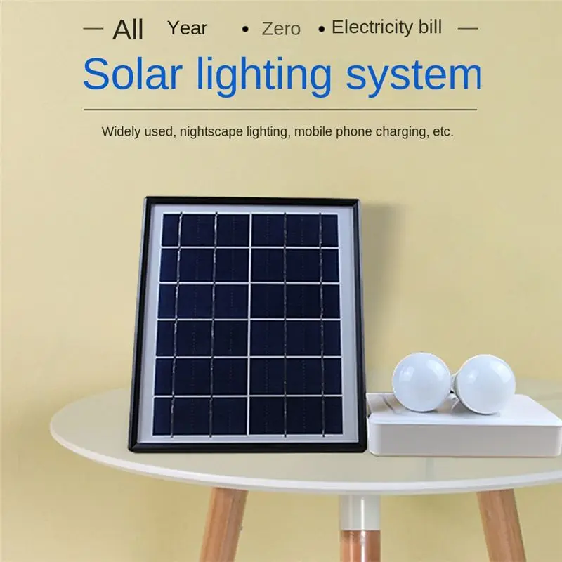 Solar Panel Light 2 Bulb Set Camping Solar Outdoor Indoor Rechargeable LED Light-AT30