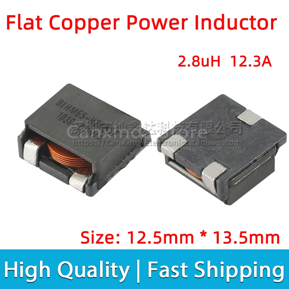 

5pcs HM65-H2R8LF BIHM65 H2R8LF 2R8 SMD SMT Power Inductor Inductance 2.8uH 12.3A High Current Flat Copper Filter Low Profile