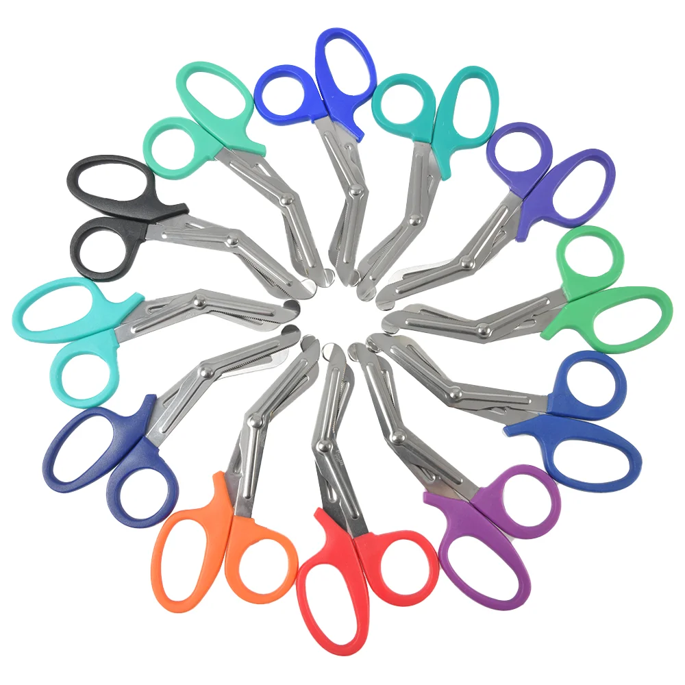 Stainless Steel Angled Head 15-19cm Medical Bandage Stainless Steel Serrated Scissors Outdoor Paramedic Bandage Scissors