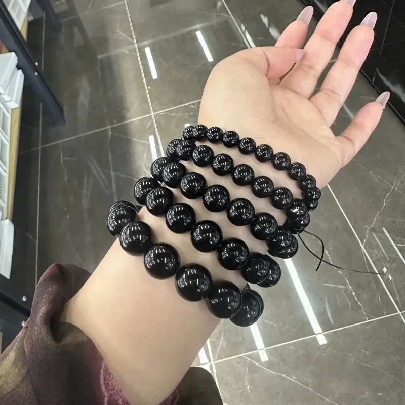 6/8/10/12/14mm Black Obsidian Stone Bracelets Fat Relief Promote Blood Circulation Anti Anxiety Weight Loss Bracelet Jewelrys view 4