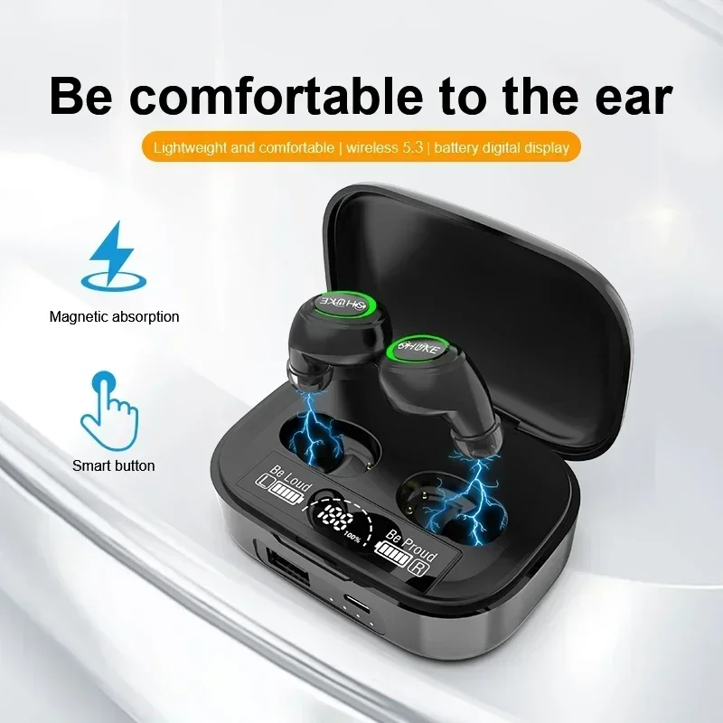 

Headphones Noise Reduction Earbuds With Mic Waterproof Headsets HiFi Music Wireless Bluetooth Earphones10 Hours Play time TWS