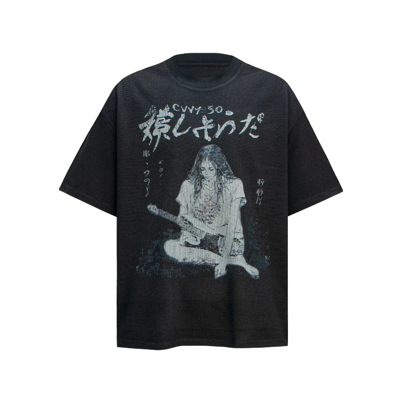 جديد رجل تي شيرت الأمريكية خمر الكرتون المطبوعة الجرافيك تيز الصيف زوجين عادية كم قصير بلايز المتضخم تي شيرت الذكور #2