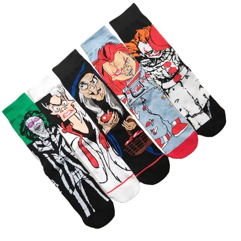 Pennywise Chuck Socks Horror Movie Print Medium Tube Socks Unisex Casual Cotton Socks