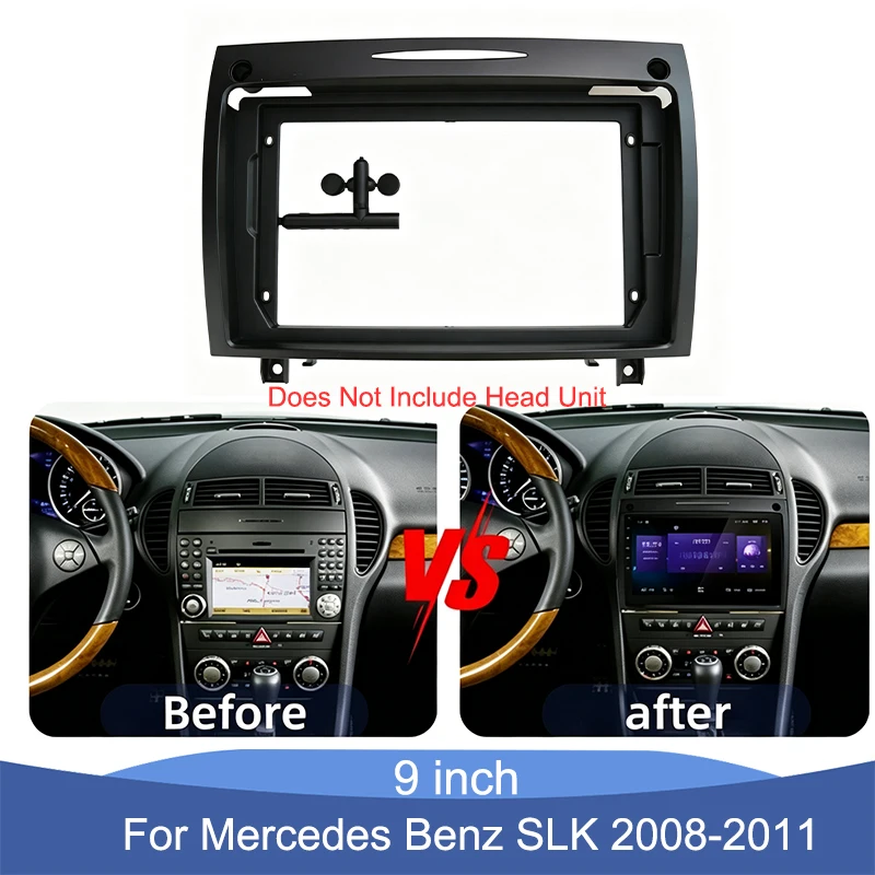 9 Inch Car Radio Fascia Frame For Mercedes Benz SLK 2008-2011 Android Stereo Dashboard Panel Optional CANBUS Wiring Kit
