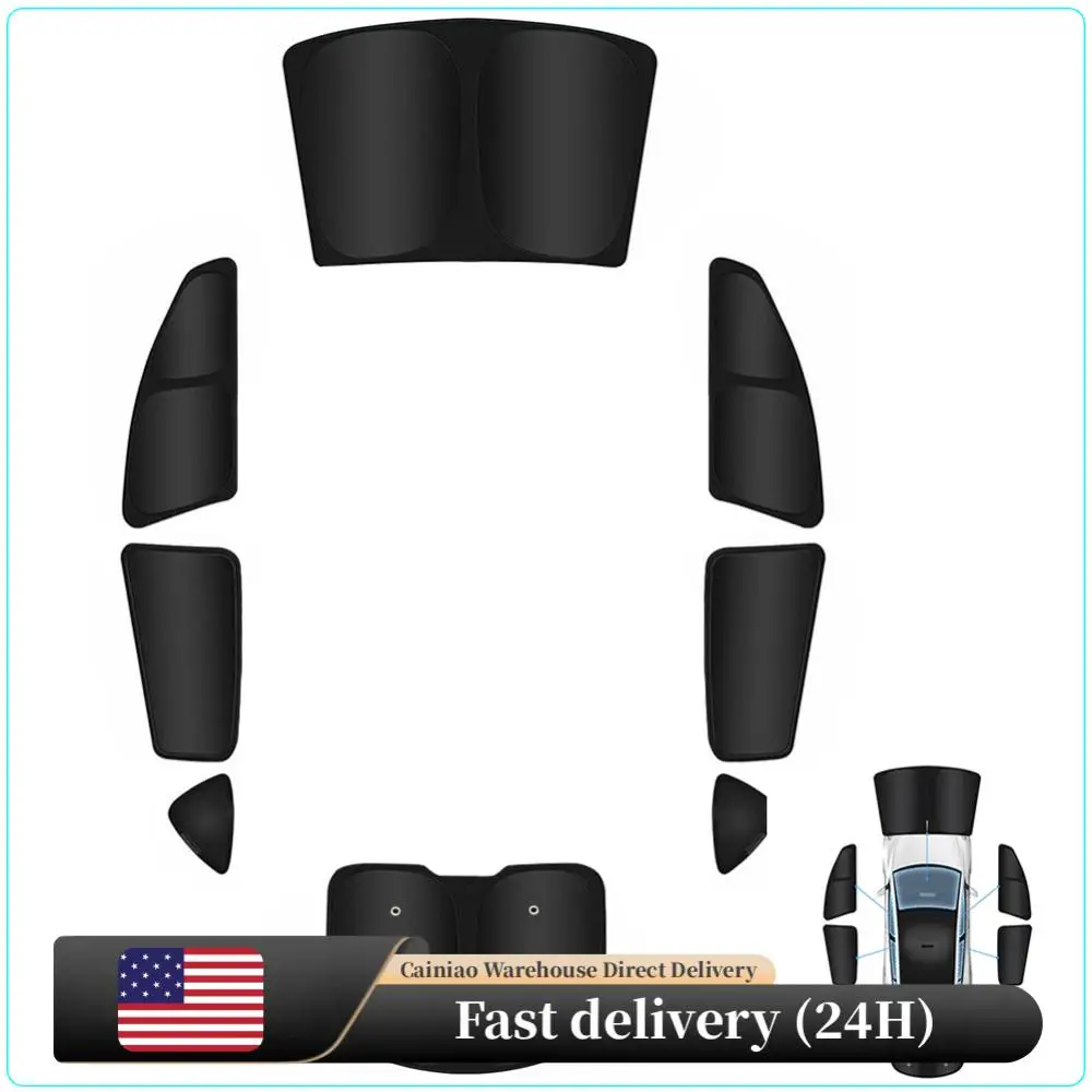 

Комплект из 8 солнцезащитных экранов для окон автомобиля, защита от УФ-излучения, для Tesla Model Y 2020-2024, на все окна