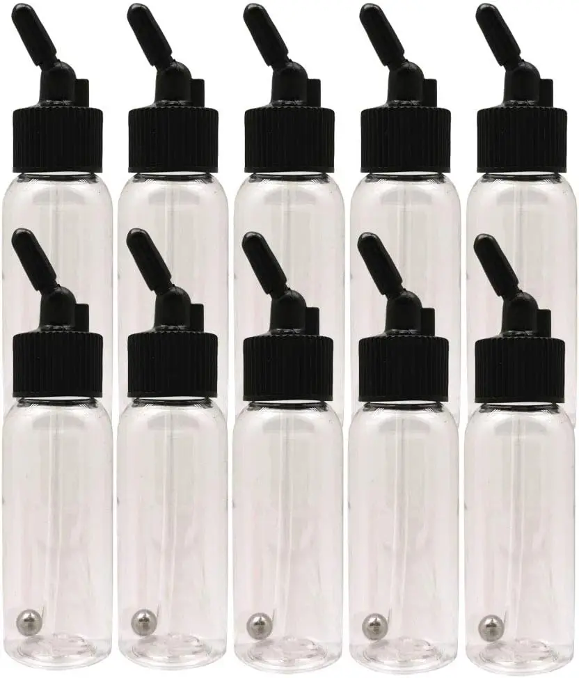 

30ml Plastic Airbrush Bottles with Caps, Dual-Action Siphon Feed, 10 Rubber Caps Included