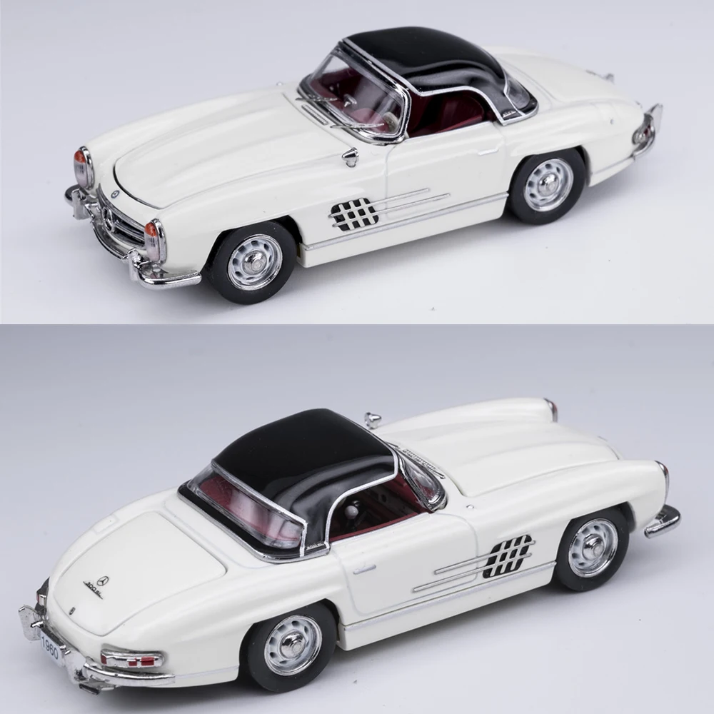 1:64 Diecast Mercedes-Benz 300SL Convertible Classic Car 1/64 FrontRear Convertible Metal Chassis Soft Top/hard Top Sports Car