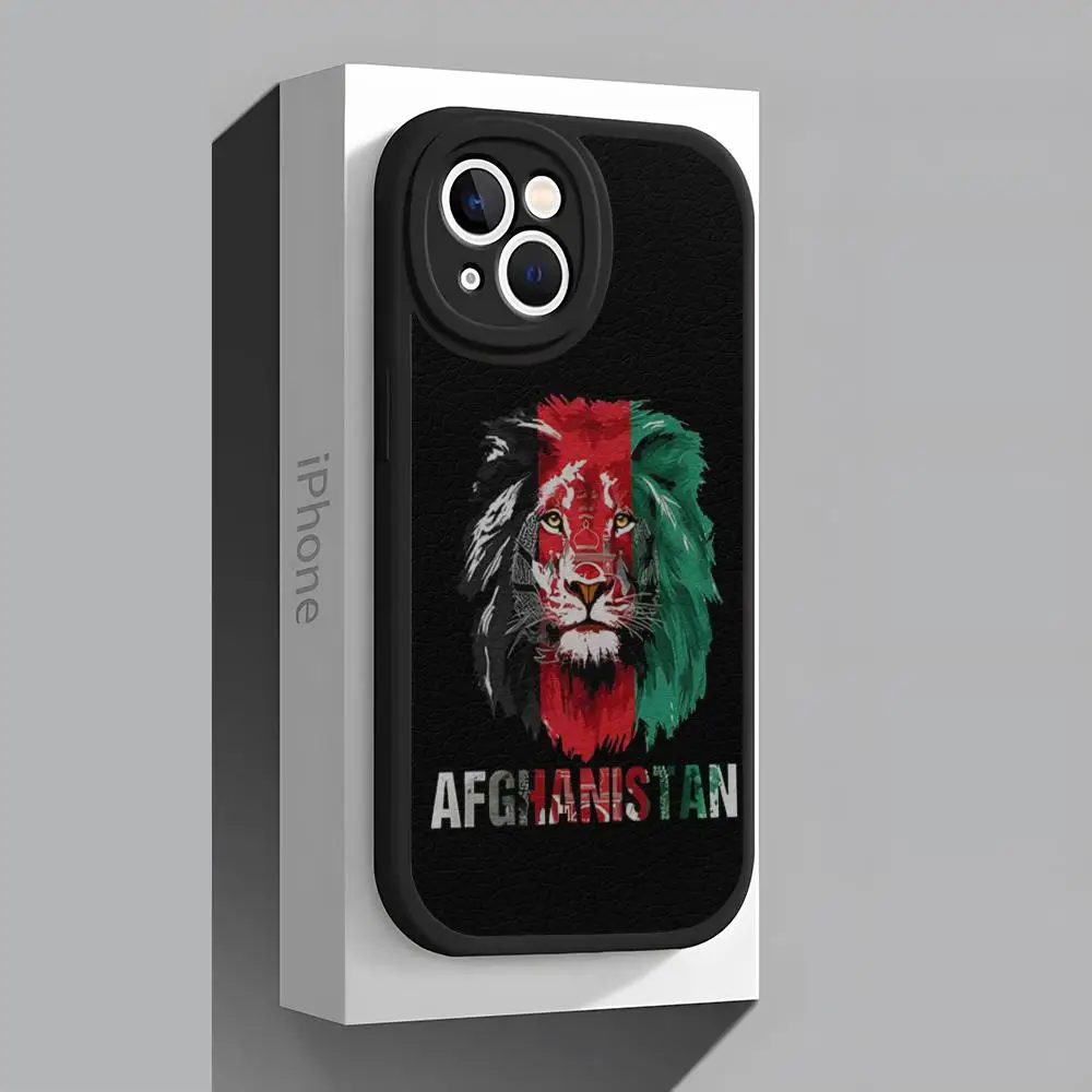 Afghan Afghanistan Flag Phone Case Lambskin For Iphone 15 14 Pro Max 11 13 12 Mini X Xr Xs 8 6 7 Puls Se Luxury Mobile Cover