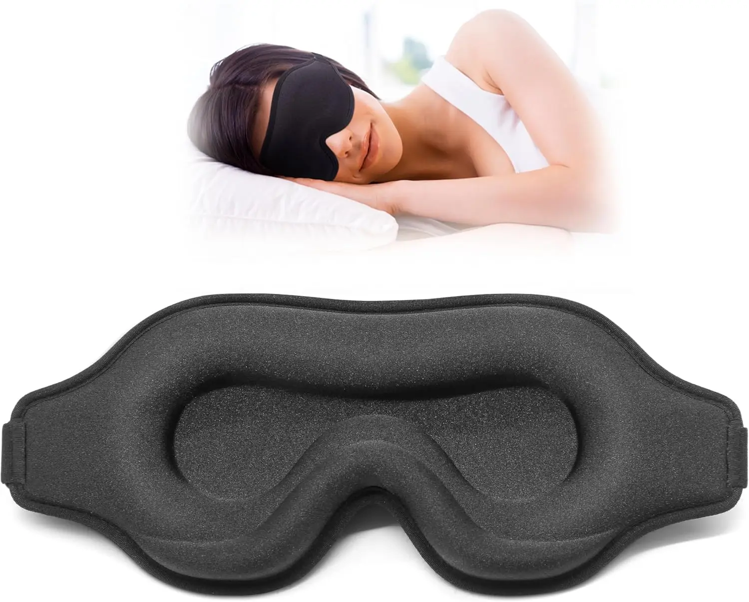 

Sleep Eye Mask for Side Sleepers, 3D Contoured Blackout Blindfold, Adjustable Strap, Lightweight Breathable Travel Sleep Mask