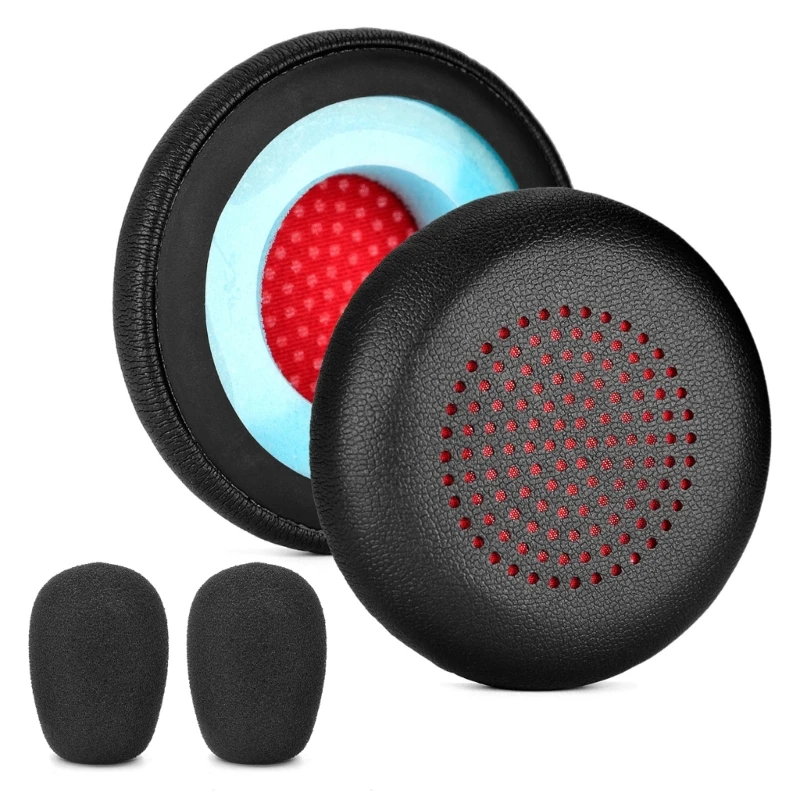 Q6PA Ersatz-Ohrpolster und Mikrofon-Schaumstoff-Abdeckung Windschutzscheibe für Poly 7300 7310 7320 7410 Headsets Ohrenschützer