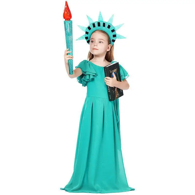 Children's Cosplay Robe Ancient Roman Godd Costume loween Outfit Girls' Dr Free Sle Statue of Liber Attire
