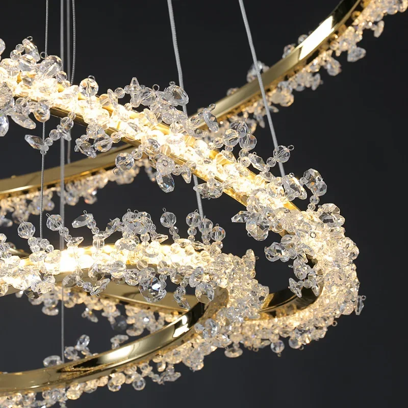 Modern Luxury Chandelier, Indoor Home Decoration, Dining Room, Living Room, Light Luxury Floral Wreath, Crystal Chandelier