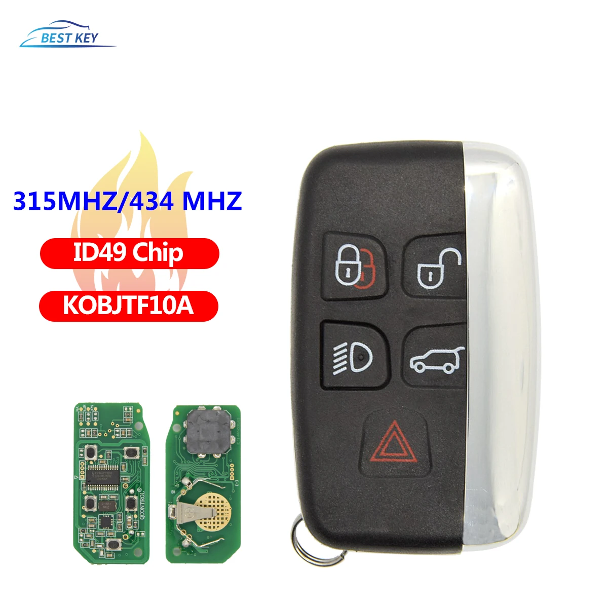 315/434MHz Car Smart Fob Remote Key For Land Rover Discovery 4 Freelander Range Sport Evoque  2012-2017 FCCID KOBJTF10A id49Chip 