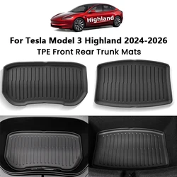 for Tesla Model 3+ Highland 2024-2026 Car Front Rear Trunk Mats TPE Lower Trunk Storage Protective Cargo Liner Anti Dirty Pads