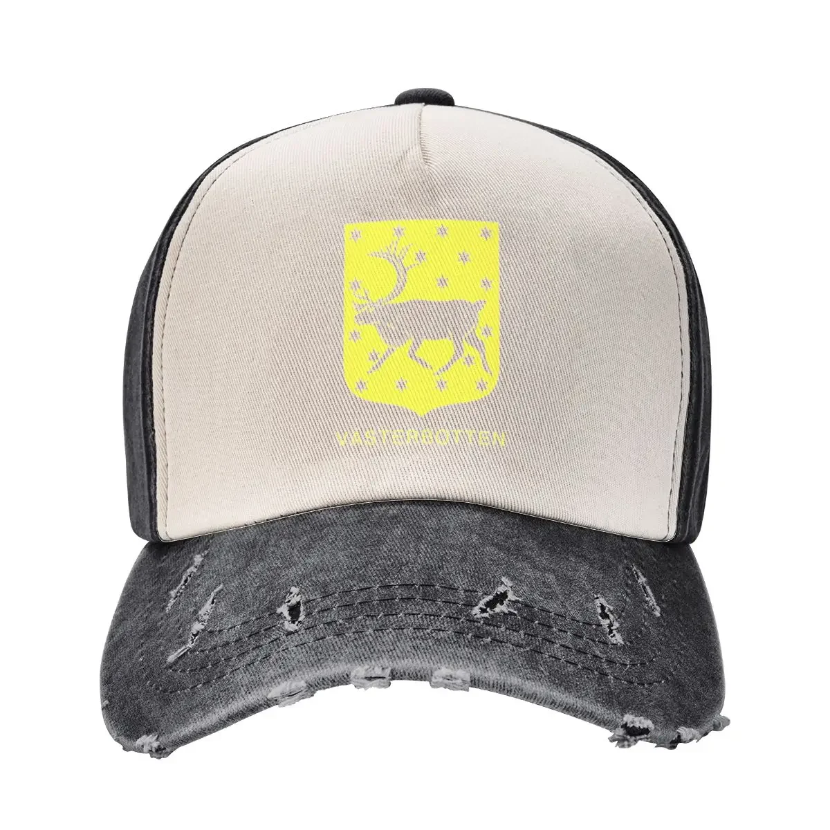 

Reindeer and Stary Night Sky, the Coat of Arms of Vsterbotten, Sweden, Yellow print (Svenska Landskap) Baseball Cap